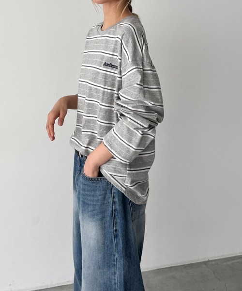 CANAL JEAN(キャナルジーン)の「Lakey Park 胸ロゴボーダーロンT(Tシャツ/カットソー・レディース・ネイビー/グレー/ホワイト・ONE SIZE)」の9枚目の写真