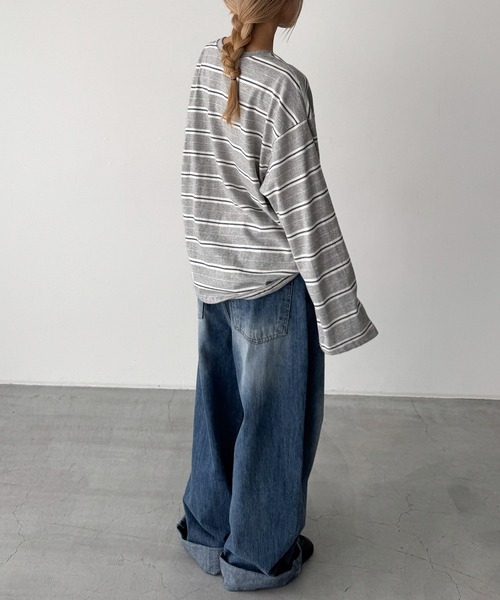 CANAL JEAN(キャナルジーン)の「Lakey Park 胸ロゴボーダーロンT(Tシャツ/カットソー・レディース・ネイビー/グレー/ホワイト・ONE SIZE)」の10枚目の写真