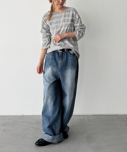 CANAL JEAN(キャナルジーン)の「Lakey Park 胸ロゴボーダーロンT(Tシャツ/カットソー・レディース・ネイビー/グレー/ホワイト・ONE SIZE)」の11枚目の写真