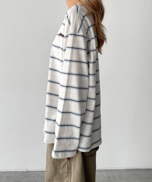 CANAL JEAN(キャナルジーン)の「Lakey Park 胸ロゴボーダーロンT(Tシャツ/カットソー・レディース・ネイビー/グレー/ホワイト・ONE SIZE)」の16枚目の写真