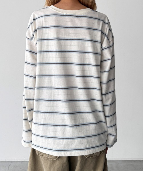 CANAL JEAN(キャナルジーン)の「Lakey Park 胸ロゴボーダーロンT(Tシャツ/カットソー・レディース・ネイビー/グレー/ホワイト・ONE SIZE)」の17枚目の写真