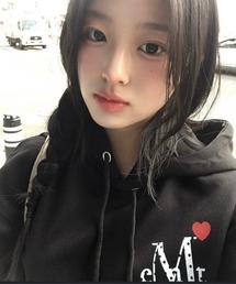 【日本未発売/WEB限定】MUCENT(ムセント)/ラブリッツ ミニ ハート ロゴ フードパーカーオーバーサイズ/LOVRITS MINI HEART LOGO HOOD T UNISEX