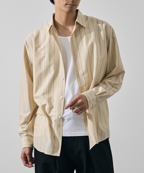 KANEMASA PHIL.(カネマサフィル)の「【KANEMASA PHIL./カネマサフィル】46G Stripe Modest Shirt(シャツ/ブラウス・メンズ・ベージュ/ホワイト/イエロー/サックスブルー・L/M/S)」の6枚目の写真