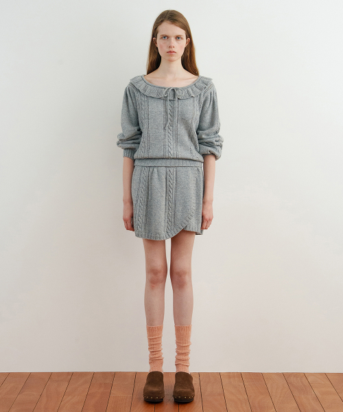 SINOON(シヌーン)の「Cable Knit Short Pants (Melange Grey)(その他パンツ・レディース・アッシュグレー・FREE)」の2枚目の写真