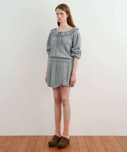 SINOON(シヌーン)の「Cable Knit Short Pants (Melange Grey)(その他パンツ・レディース・アッシュグレー・FREE)」の3枚目の写真