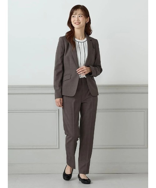 Perfect Suit FActory(パーフェクトスーツファクトリー)の「<UVカット>配色パイピング バンドカラーブラウス(Tシャツ/カットソー・レディース・ネイビー/オフホワイト/ベージュ・S/L/M)」の6枚目の写真