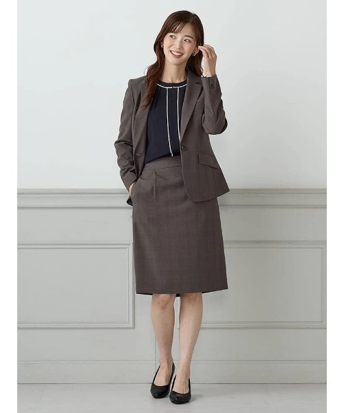 Perfect Suit FActory(パーフェクトスーツファクトリー)の「<UVカット>配色パイピング バンドカラーブラウス(Tシャツ/カットソー・レディース・ネイビー/オフホワイト/ベージュ・S/L/M)」の18枚目の写真