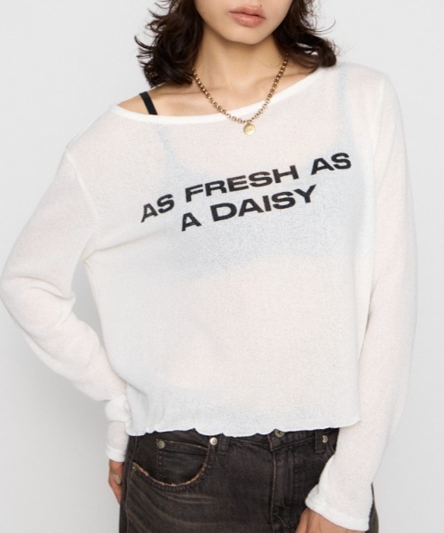 LAGUA GEM(ラグアジェム)の「LOOSEY PRINT トップス(Tシャツ/カットソー・レディース・グレー/ホワイト/ブラック・FREE)」の1枚目の写真