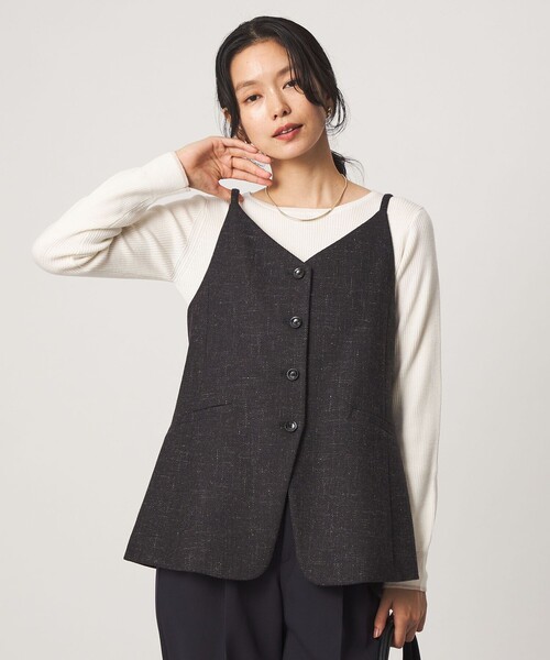 green label relaxing(グリーンレーベルリラクシング)の「スラブ ジレ(ベスト・レディース・ベージュ/ダークブラウン/ネイビー・SM/ML)」の3枚目の写真