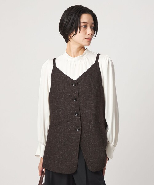 green label relaxing(グリーンレーベルリラクシング)の「スラブ ジレ(ベスト・レディース・ベージュ/ダークブラウン/ネイビー・SM/ML)」の20枚目の写真
