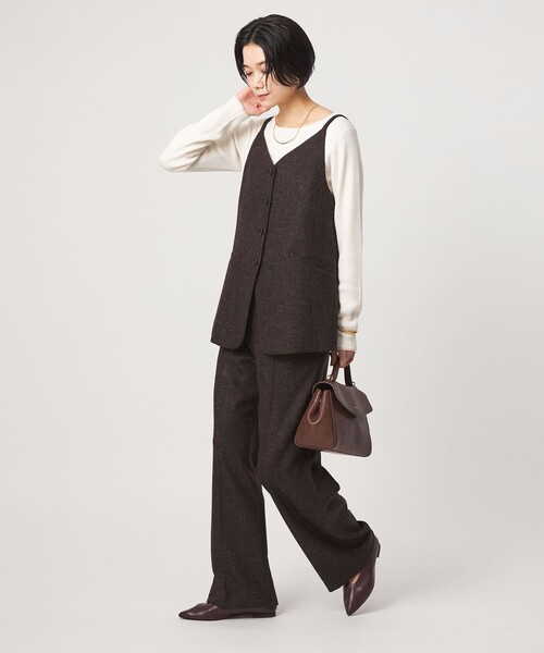 green label relaxing(グリーンレーベルリラクシング)の「スラブ ジレ(ベスト・レディース・ベージュ/ダークブラウン/ネイビー・SM/ML)」の15枚目の写真
