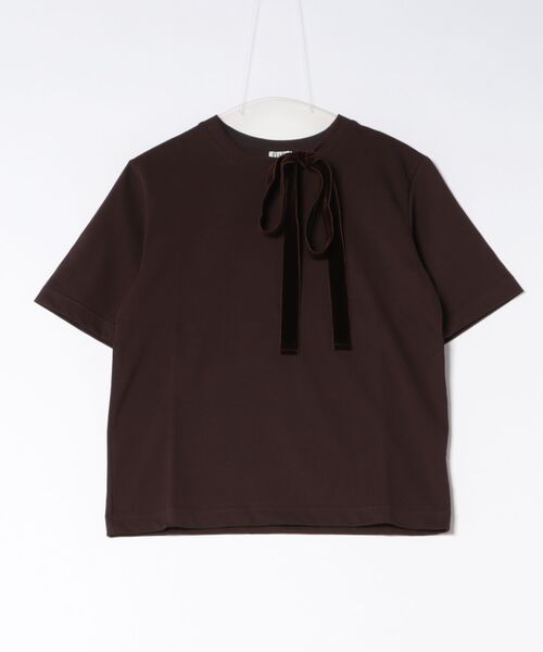 Tiara(ティアラ)の「リボンタイTシャツ(Tシャツ/カットソー・レディース・オフホワイト/ブラウン/ブラック・FREE)」の3枚目の写真