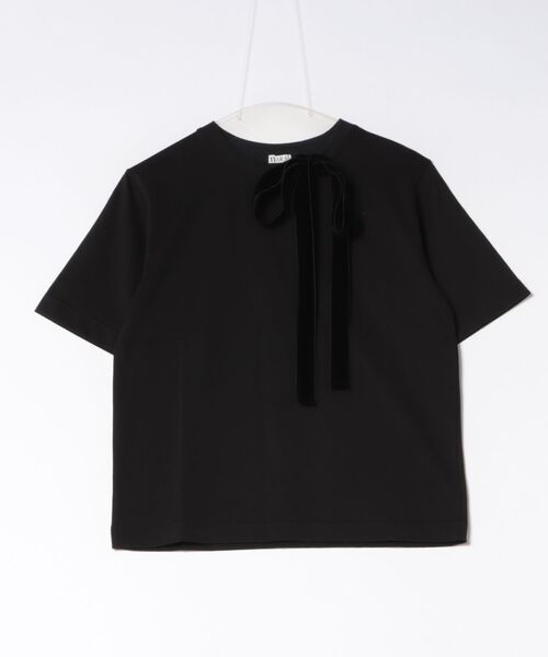 Tiara(ティアラ)の「リボンタイTシャツ(Tシャツ/カットソー・レディース・オフホワイト/ブラウン/ブラック・FREE)」の2枚目の写真