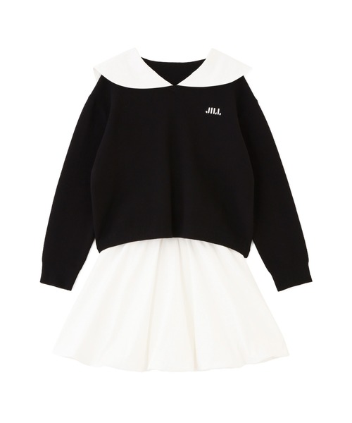 JILL by JILL STUART(ジルバイジルスチュアート)の「セーラーカラーニットセットアップ(ワンピース・レディース・ブラック/グレー・FREE)」の5枚目の写真