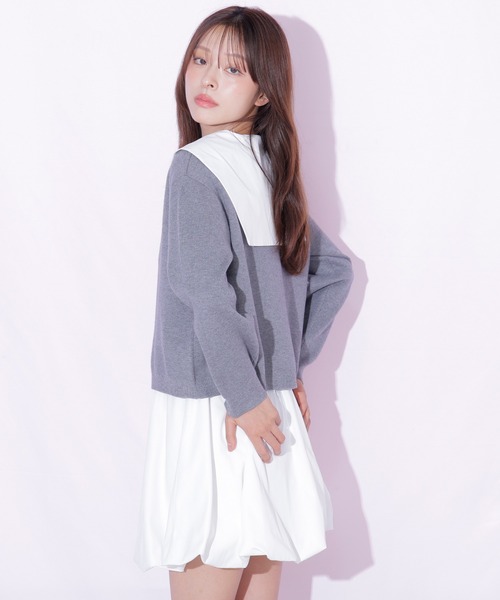 JILL by JILL STUART(ジルバイジルスチュアート)の「セーラーカラーニットセットアップ(ワンピース・レディース・ブラック/グレー・FREE)」の11枚目の写真