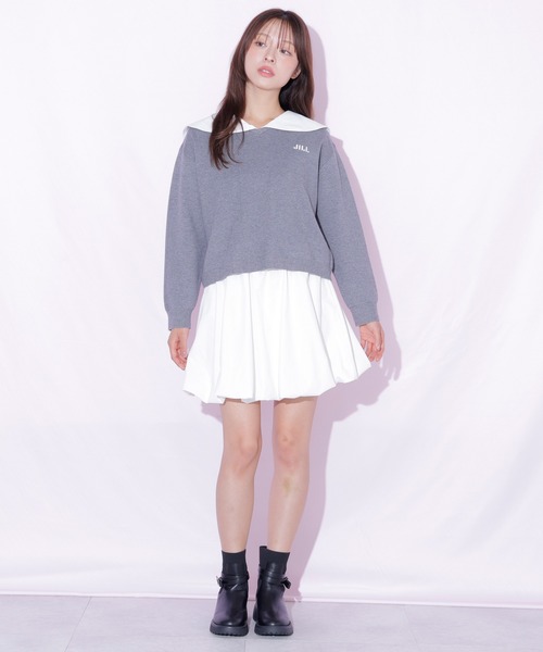 JILL by JILL STUART(ジルバイジルスチュアート)の「セーラーカラーニットセットアップ(ワンピース・レディース・ブラック/グレー・FREE)」の19枚目の写真