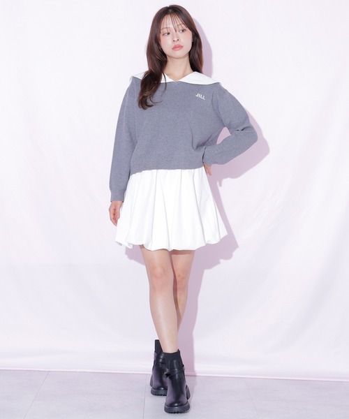 JILL by JILL STUART(ジルバイジルスチュアート)の「セーラーカラーニットセットアップ(ワンピース・レディース・ブラック/グレー・FREE)」の18枚目の写真