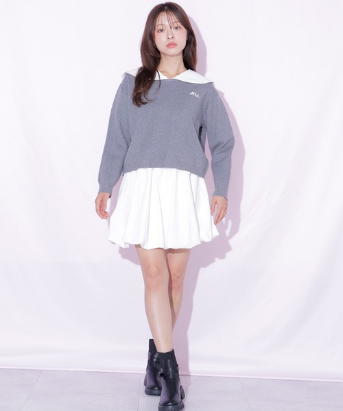 JILL by JILL STUART(ジルバイジルスチュアート)の「セーラーカラーニットセットアップ(ワンピース・レディース・ブラック/グレー・FREE)」の20枚目の写真