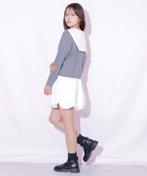 JILL by JILL STUART(ジルバイジルスチュアート)の「セーラーカラーニットセットアップ(ワンピース・レディース・ブラック/グレー・FREE)」の10枚目の写真