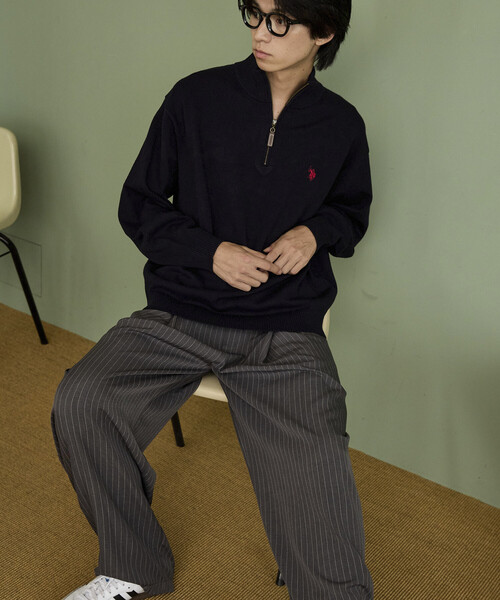 U.S. POLO ASSN.(ユーエスポロアッスン)の「U.S. POLO ASSN. × PUBLUX/ユーエスポロアッスン 別注 スウェットライク ワンポイント刺繍 ハーフジップ ニット プルオーバー 限定展開(ニット/セーター・メンズ・チャコールグレー/ブラック/グレー/ネイビー・SMALL/LARGE/MEDIUM)」の7枚目の写真