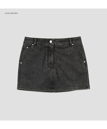 (SK-5124)WASHED LEATHER MINI SKIRT