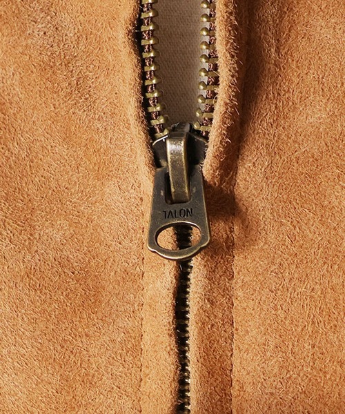 HOUSTON（ヒューストン）の「HOUSTON ヒューストン SUEDE ZIP WORK JACKET / ゴートスエード ジップ ワークジャケット（ライダースジャケット・メンズ・キャメル/グレー・L/XL/M）」の7枚目の写真