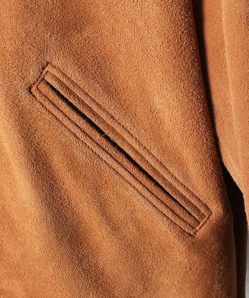 HOUSTON（ヒューストン）の「HOUSTON ヒューストン SUEDE ZIP WORK JACKET / ゴートスエード ジップ ワークジャケット（ライダースジャケット・メンズ・キャメル/グレー・L/XL/M）」の9枚目の写真