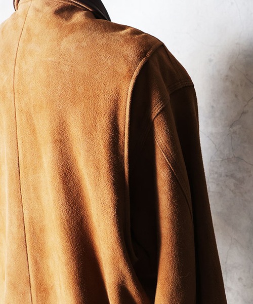 HOUSTON（ヒューストン）の「HOUSTON ヒューストン SUEDE ZIP WORK JACKET / ゴートスエード ジップ ワークジャケット（ライダースジャケット・メンズ・キャメル/グレー・L/XL/M）」の11枚目の写真