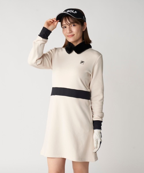 FILA GOLF(フィラゴルフ )の「【FILA GOLF/フィラゴルフ】レディースボア付きワンピース ゴルフ(ワンピース・レディース・ブラック/オフホワイト・LARGE/X-LARGE/MEDIUM)」の2枚目の写真