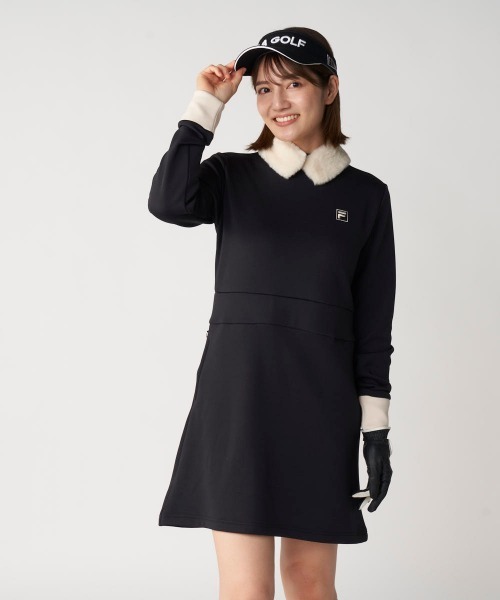 FILA GOLF(フィラゴルフ )の「【FILA GOLF/フィラゴルフ】レディースボア付きワンピース ゴルフ(ワンピース・レディース・ブラック/オフホワイト・LARGE/X-LARGE/MEDIUM)」の8枚目の写真