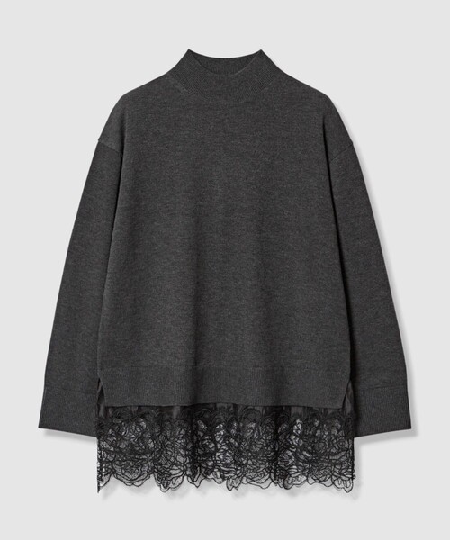 allureville(アルアバイル)の「レースヘムチュニックプルオーバー(ニット/セーター・レディース・チャコールグレー/キャメル/オフホワイト・2)」の11枚目の写真