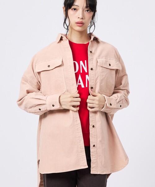 Healthy denim(ヘルシーデニム)の「【Healthy denim / ヘルシーデニム】Almond/コーデュロイ/オーバーシルエット/定番【WEB限定】(シャツ/ブラウス・レディース・チャコールグレー/ブラウン/ピンク・フリー)」の3枚目の写真