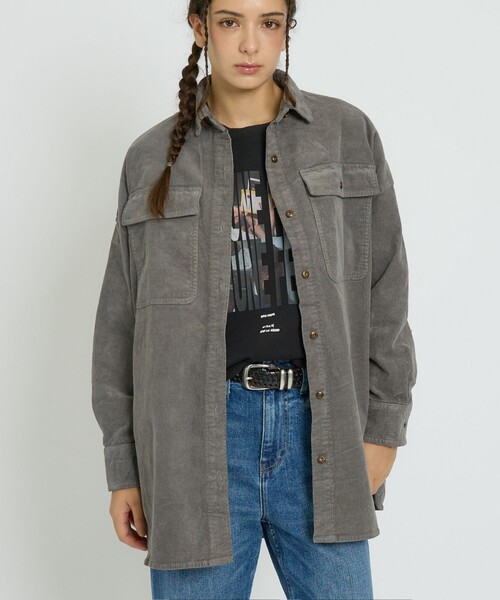 Healthy denim(ヘルシーデニム)の「【Healthy denim / ヘルシーデニム】Almond/コーデュロイ/オーバーシルエット/定番【WEB限定】(シャツ/ブラウス・レディース・チャコールグレー/ブラウン/ピンク・フリー)」の1枚目の写真
