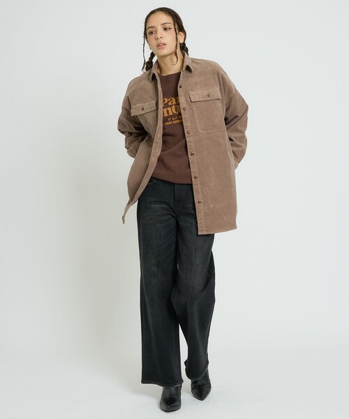 Healthy denim(ヘルシーデニム)の「【Healthy denim / ヘルシーデニム】Almond/コーデュロイ/オーバーシルエット/定番【WEB限定】(シャツ/ブラウス・レディース・チャコールグレー/ブラウン/ピンク・フリー)」の5枚目の写真
