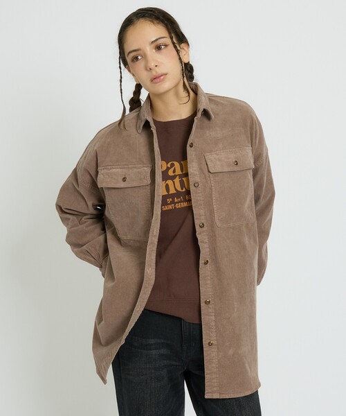 Healthy denim(ヘルシーデニム)の「【Healthy denim / ヘルシーデニム】Almond/コーデュロイ/オーバーシルエット/定番【WEB限定】(シャツ/ブラウス・レディース・チャコールグレー/ブラウン/ピンク・フリー)」の6枚目の写真