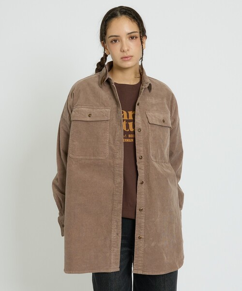 Healthy denim(ヘルシーデニム)の「【Healthy denim / ヘルシーデニム】Almond/コーデュロイ/オーバーシルエット/定番【WEB限定】(シャツ/ブラウス・レディース・チャコールグレー/ブラウン/ピンク・フリー)」の7枚目の写真