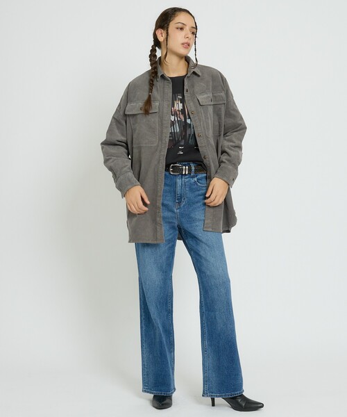 Healthy denim(ヘルシーデニム)の「【Healthy denim / ヘルシーデニム】Almond/コーデュロイ/オーバーシルエット/定番【WEB限定】(シャツ/ブラウス・レディース・チャコールグレー/ブラウン/ピンク・フリー)」の9枚目の写真