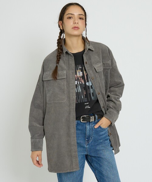 Healthy denim(ヘルシーデニム)の「【Healthy denim / ヘルシーデニム】Almond/コーデュロイ/オーバーシルエット/定番【WEB限定】(シャツ/ブラウス・レディース・チャコールグレー/ブラウン/ピンク・フリー)」の11枚目の写真