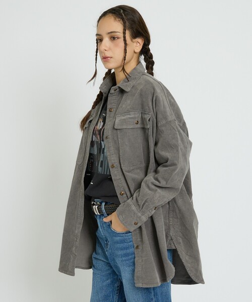 Healthy denim(ヘルシーデニム)の「【Healthy denim / ヘルシーデニム】Almond/コーデュロイ/オーバーシルエット/定番【WEB限定】(シャツ/ブラウス・レディース・チャコールグレー/ブラウン/ピンク・フリー)」の12枚目の写真