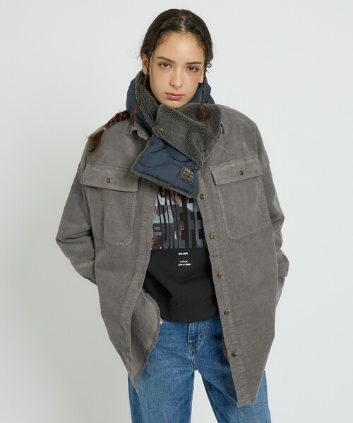 Healthy denim(ヘルシーデニム)の「【Healthy denim / ヘルシーデニム】Almond/コーデュロイ/オーバーシルエット/定番【WEB限定】(シャツ/ブラウス・レディース・チャコールグレー/ブラウン/ピンク・フリー)」の13枚目の写真