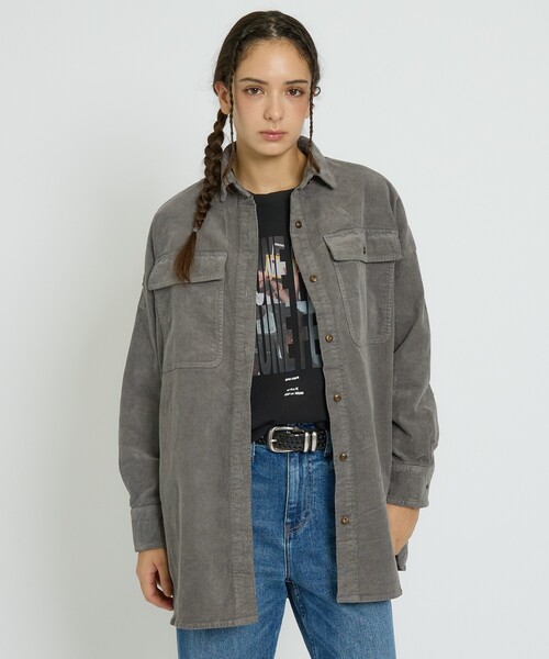 Healthy denim(ヘルシーデニム)の「【Healthy denim / ヘルシーデニム】Almond/コーデュロイ/オーバーシルエット/定番【WEB限定】(シャツ/ブラウス・レディース・チャコールグレー/ブラウン/ピンク・フリー)」の14枚目の写真