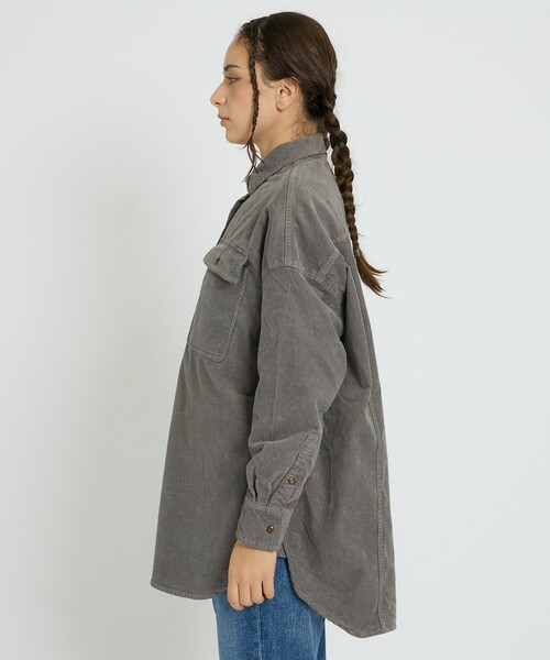 Healthy denim(ヘルシーデニム)の「【Healthy denim / ヘルシーデニム】Almond/コーデュロイ/オーバーシルエット/定番【WEB限定】(シャツ/ブラウス・レディース・チャコールグレー/ブラウン/ピンク・フリー)」の21枚目の写真