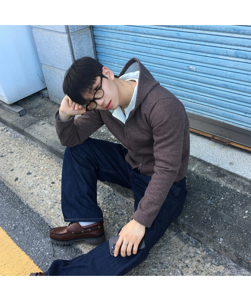SENTAIR（センテア）の「リブジップアップパーカー_5色（パーカー・メンズ・チャコール/ブラウン/ブラック/ライトグレー・MEDIUM/LARGE）」の4枚目の写真
