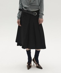 LAYERED PLEATED MIDI SKIRT