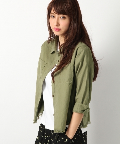 Heather（ヘザー）の「サファリショートシャツ7分袖　720846（シャツ/ブラウス・レディース・カーキ/ブルー/ベージュ系その他・FREE）」の3枚目の写真