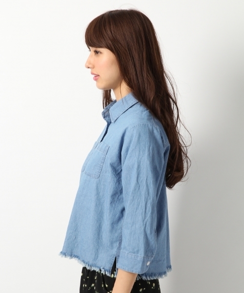 Heather（ヘザー）の「サファリショートシャツ7分袖　720846（シャツ/ブラウス・レディース・カーキ/ブルー/ベージュ系その他・FREE）」の5枚目の写真