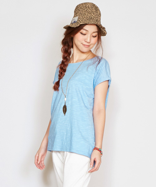 チャイハネ（チャイハネ）の「【チャイハネ】yul スラブコットンTシャツ（Tシャツ/カットソー・レディース・ホワイト/ブラック/カーキ/オレンジ/ブルー/ターコイズブルー/ネイビー/ライム/レッド・FREE）」の8枚目の写真