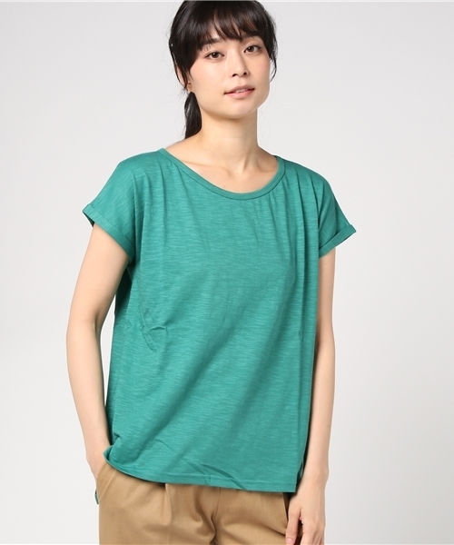 チャイハネ（チャイハネ）の「【チャイハネ】yul スラブコットンTシャツ（Tシャツ/カットソー・レディース・ホワイト/ブラック/カーキ/オレンジ/ブルー/ターコイズブルー/ネイビー/ライム/レッド・FREE）」の7枚目の写真