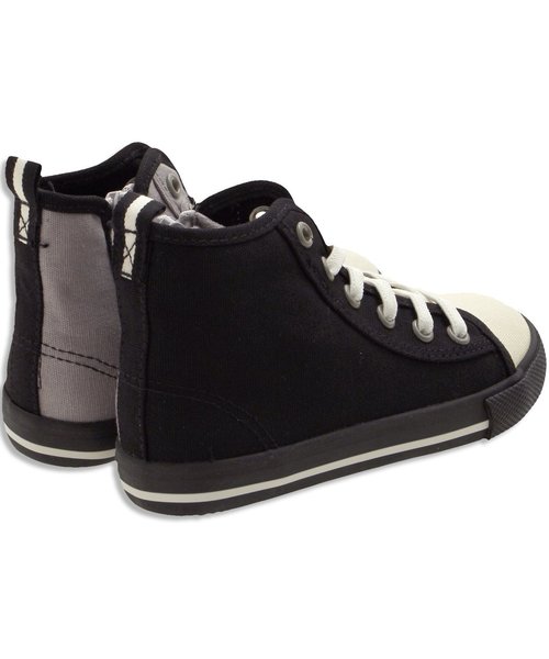 Ampersand(アンパサンド)の「トドラークレイジー配色ハイカットスニーカー(スニーカー・キッズ・ストライプ/ネイビー/ブラック・20/18/21/17/16/19)」の4枚目の写真