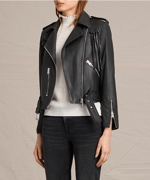 ALLSAINTS（オールセインツ）の「【本日セール終了】TASSEL BALFERN（ライダースジャケット・レディース・ブラック・6/4/8/2）」の3枚目の写真